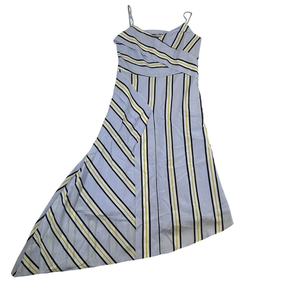 Banana Republic Dress Womens 4 Blue Stripe Strappy Asym Maxi V Neck Sundress Y2K